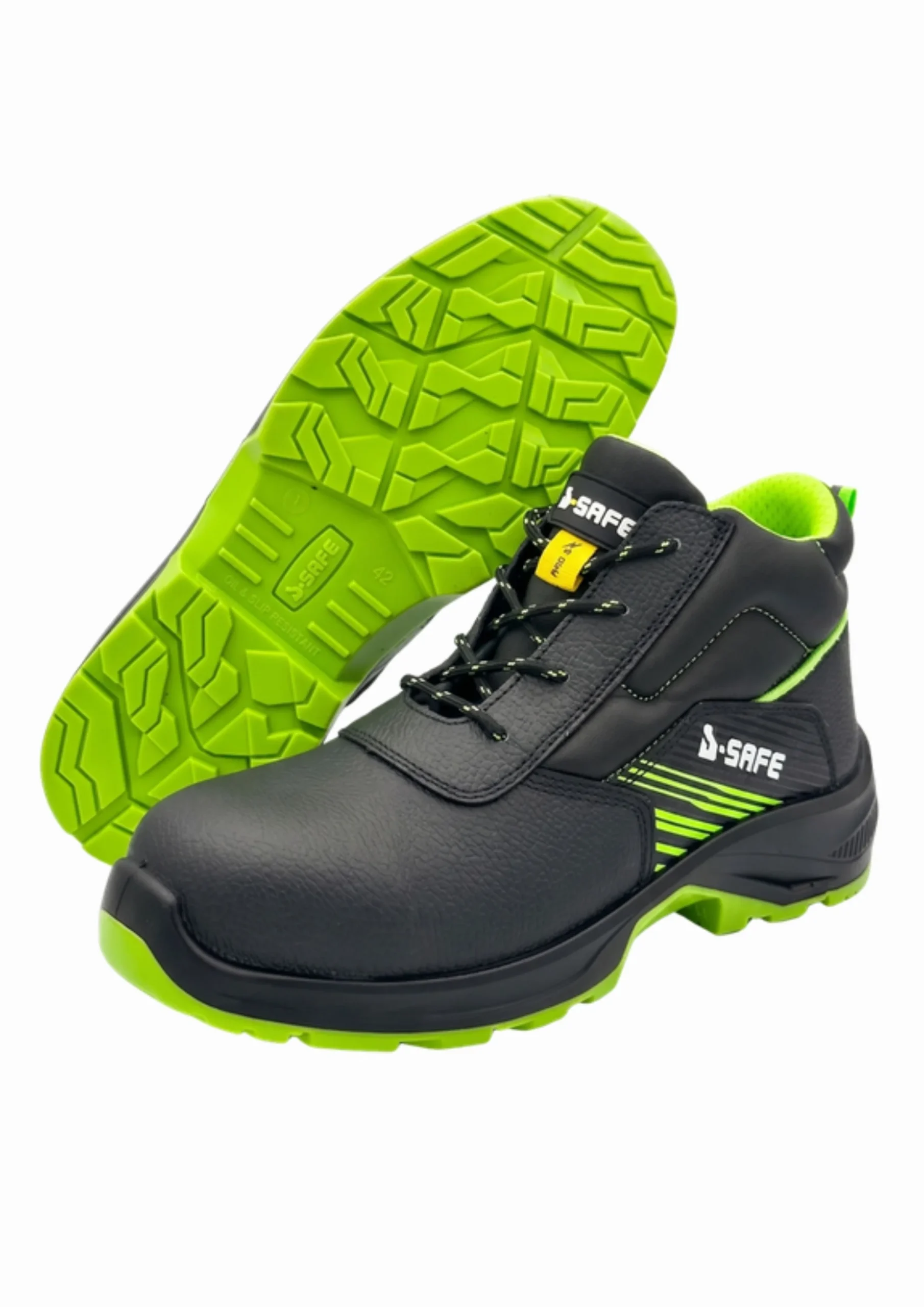 BOTA DE SEGURIDAD COD04 - NEGRA VERDE